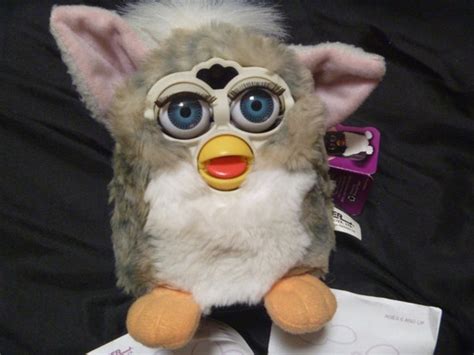 Vintage 90s Tiger Electronics Furby Mottled Grey With White