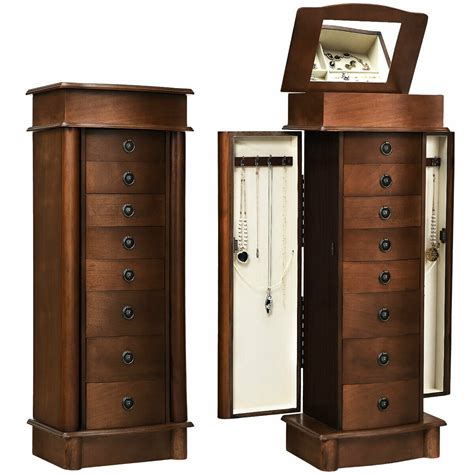 Costway Jewelry Cabinet Armoire Storage Chest Box Stand Organizer