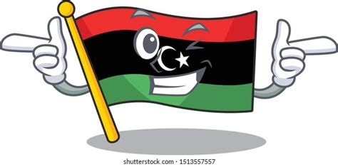 Wink Flag Libya Cartoon Isolated Mascot Stock Vector Royalty Free