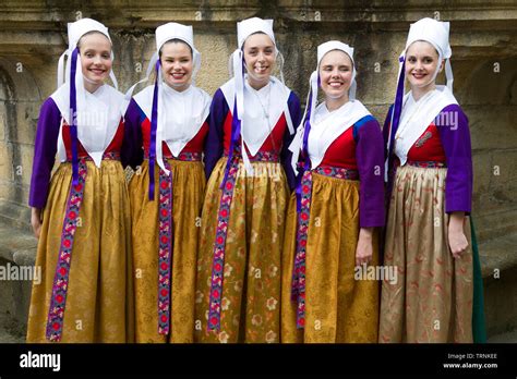 Dancers From Plougastel Daoulas Wearing The Traditional Costume