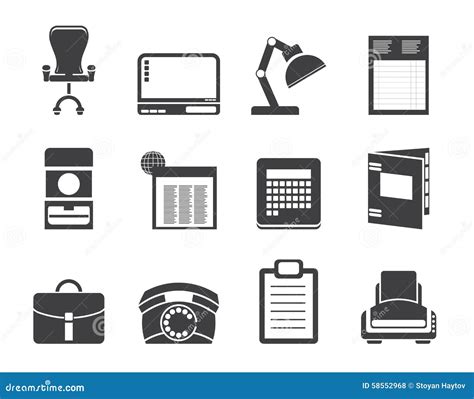 Silhouette Simple Business Office And Firm Icons Stock Vector