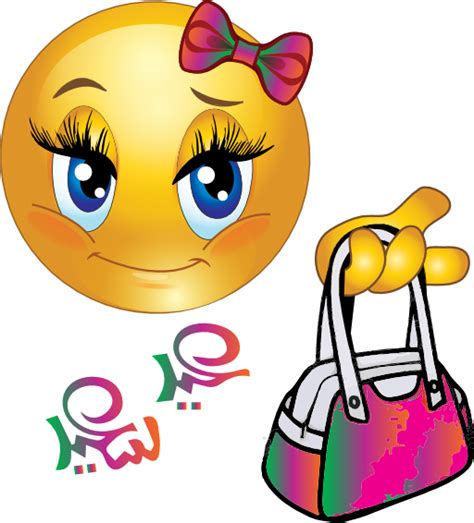 Cute Girl Feast Bag Smiley Emoticon Clipart I2clipart Royalty Free