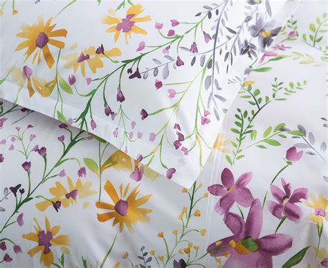 Watercolor Windflower Bedding Painted Botanical Nature Duvet Cover Set Vines Branches Flowers