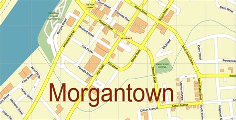 Morgantown West Virginia Us Pdf Vector Map Accurate High Detailed City