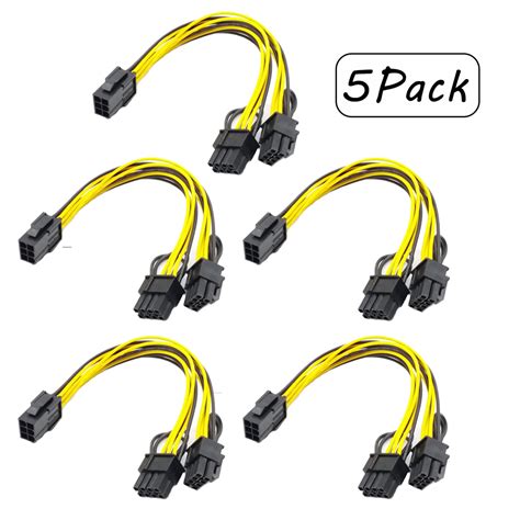 Amerteer 5 Pack Video Card Power Cable6 Pin To Pcie 8 Pin To Dual62