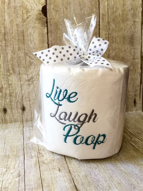 Live Laugh Poop Funny Toilet Paper Personalized T White Etsy