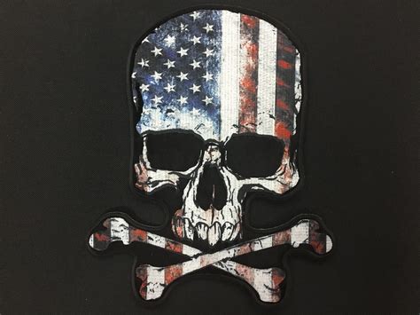 Skull Rwb Flag Patch Arizona Biker Leathers Llc