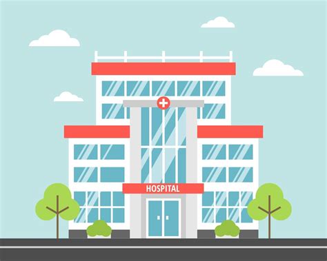 Hospital A Modern City Medical Facility Vector Image In A Flat
