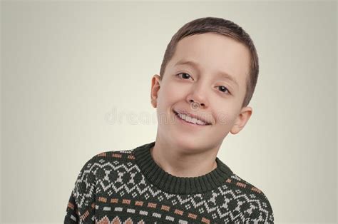 Emotions Young Boy Portrait Smiling Boy Looking At Camera Stock
