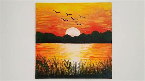 Simple And Beautiful Sunrise Landscape Painting Stay Home Withme