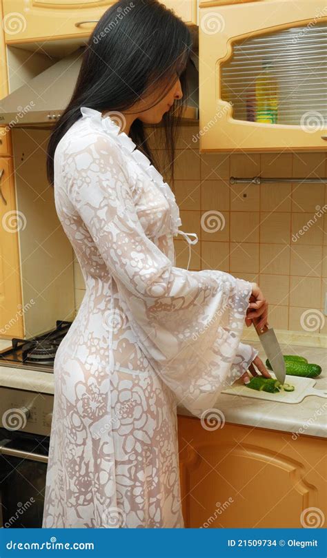 Woman Cooking In The Kitchen Stock Photo Image Of Seductive Behavior