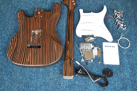 Unfinished Electric Guitar Zebra Wood Body Neck Diy Guitar Kits Bj