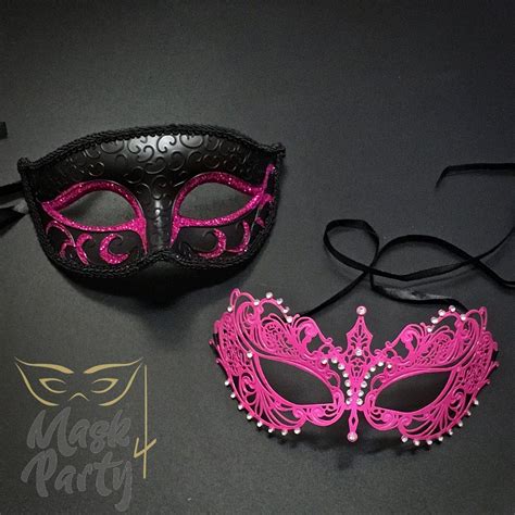Sale Masquerade Eye And Metal Black Pink Glitter Black Masquerade Mask Couples Masquerade