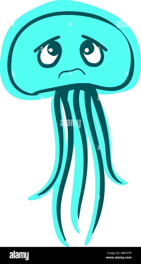 Sad Octopus Illustration Vector On White Background Stock Vector