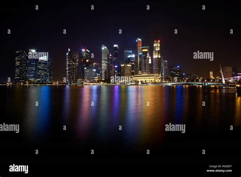 Singapore City Skyline At Night Stock Photo Alamy