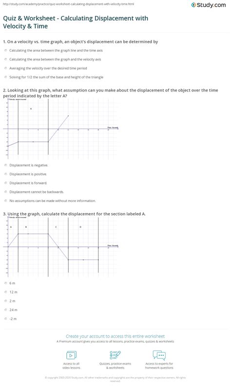Part ii answers to the first 2 problems. Quiz & Worksheet - Calculating Displacement with Velocity ...