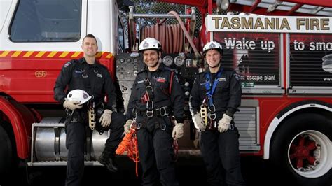 Tasmania Fire Services Newest Recruits Hit The Dec For Abseiling Exercise The Courier Mail