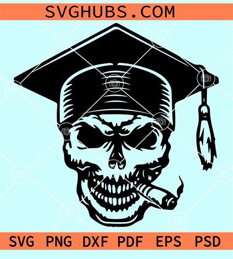 Skeleton With Graduation Cap Svg Skull In A Graduate Cap Svg Skeleton Svg