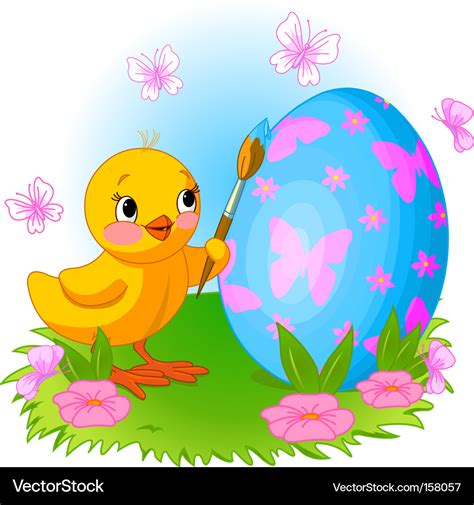 Chicken Painting Easter Egg Royalty Free Vector Image