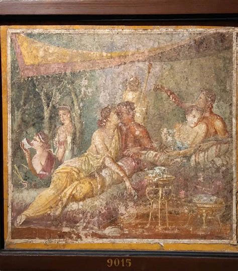 I 3 18 Pompeii Wall Painting Of A Banquet Scene With Couple Kissing Now In Naples