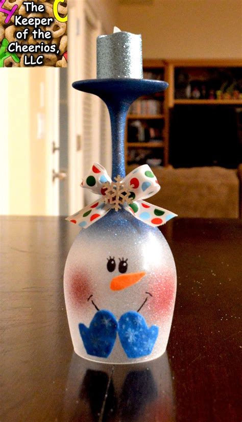 Snowman Wine Glass Candle Holder The Keeper Of The Cheerios