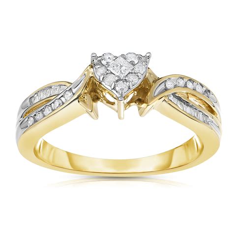 Tradition Diamond 10k Yellow Gold 025cttw Certified Diamond Heart Ring