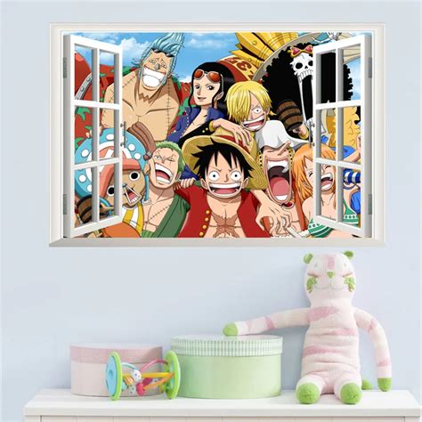 Cartoon One Piece Amine Comic Luffy Window Wall Decals For Kids Rooms