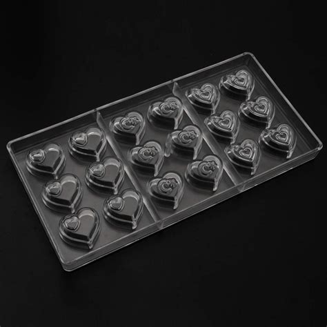 Polycarbonate Chocolate Mold 3 Different Heart Shape 18 Pieces Diy