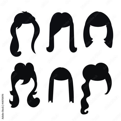 Hair Silhouettes Woman Hairstyle Flat Vector Illustration Stock