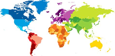 Mapa Del Mundo De Continentes De Colores Descargar Pngsvg Transparente