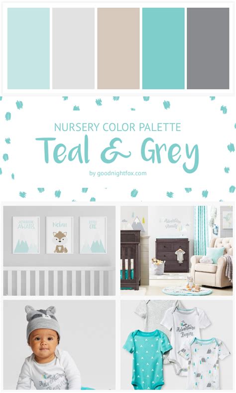 Teal And Grey Nursery Color Palette — Goodnight Fox Baby Boy Nursery