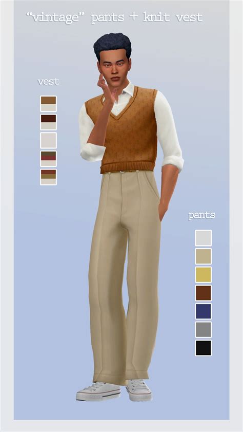 Vintage Pants Vest Sims 4 Men Clothing Sims 4 Male Clothes Sims 4