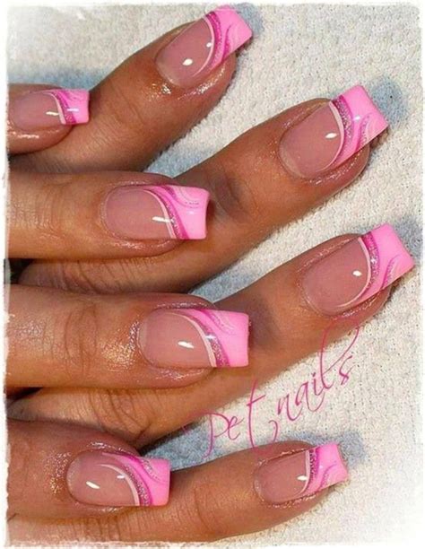 Pink Flower French Tips