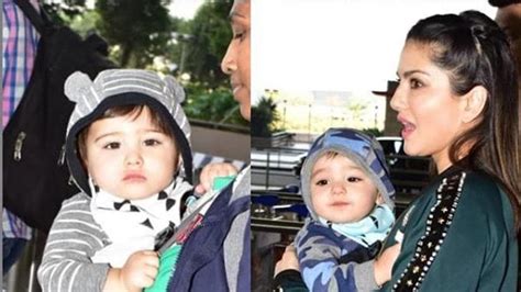 Sunny Leone Cant Stop Kissing Her Twin Sons As They Step Out Together