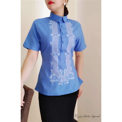 Modern Filipiniana Lady Barong Top Office Work Wear Shopee Philippines