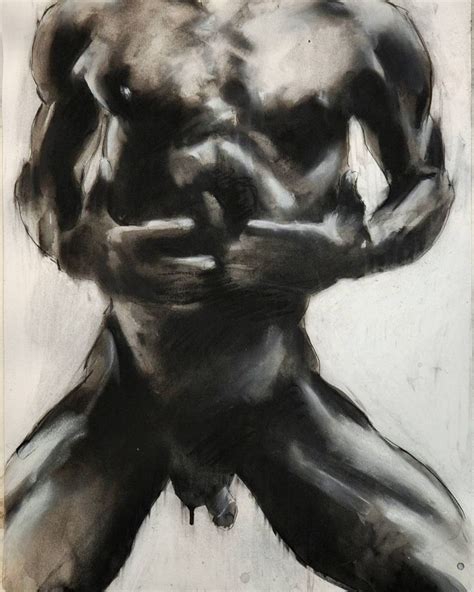 Male Torso Study In Inks And Charcoal Creating Dramatic Contrast