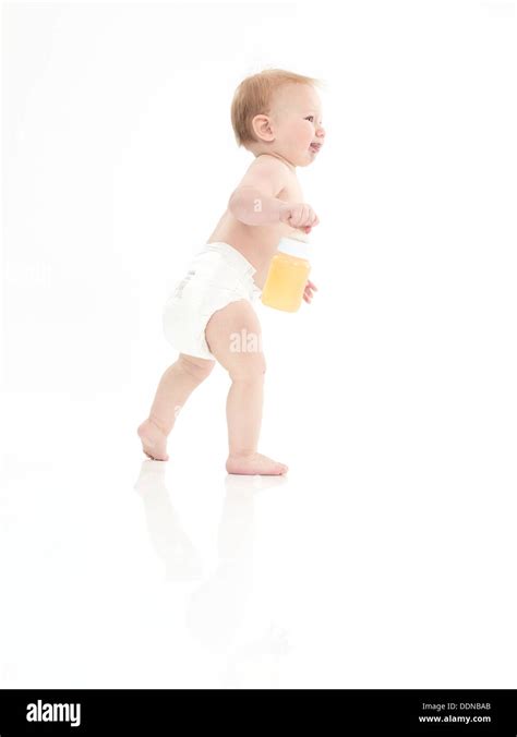 Standing Male Baby In Diapers Stock Photo Alamy