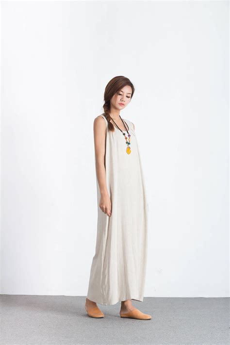 Linen Sleeveless Summer Maxi Dresses Loose Oversize Plus Etsy