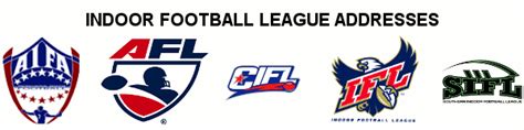 Addresses Indoor Football Leagues
