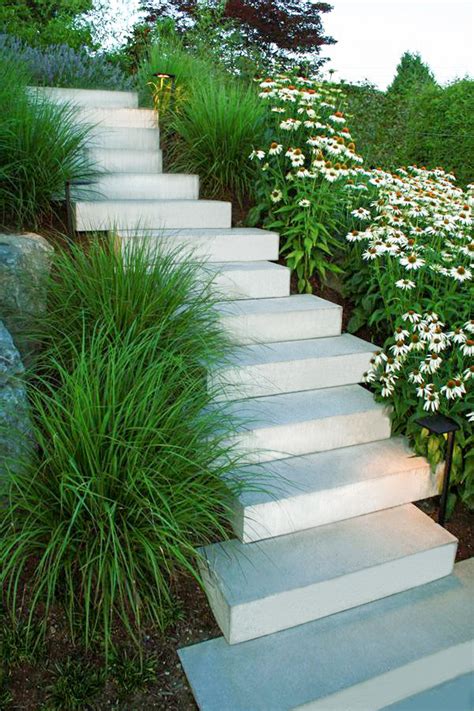 Staggered Weathered Precast Concrete Landscape Steps Vancouver Bc