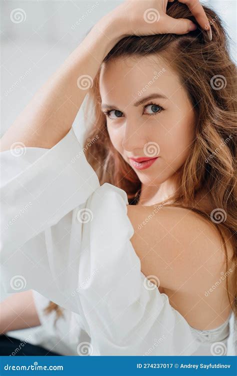 portrait of a seductive woman in a romantic top stock image image of decollete pretty 274237017