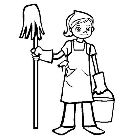 Free Coloring Page Housekeeper