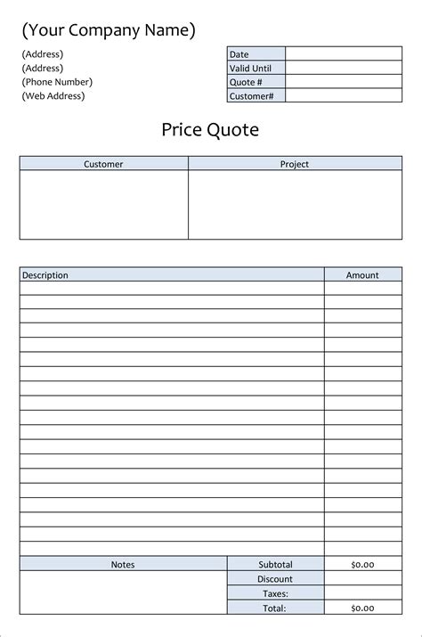 23 Free Templates For Price Estimations Service Bids And Sales Quotations