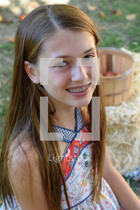 Portrait Of A Teen Girl With Braces — Photo — Lightstock