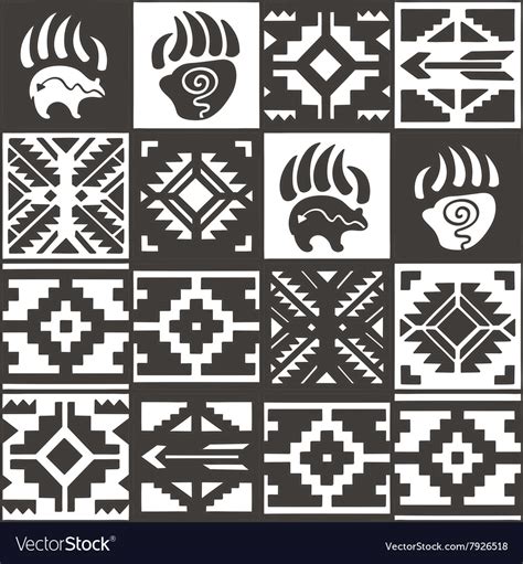 Navajo Seamless Monochrom Tribal Pattern Vector Image