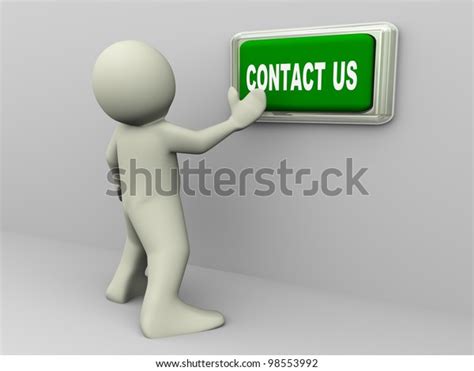 3d Render Man Pushing Contact Us Stock Illustration 98553992 Shutterstock