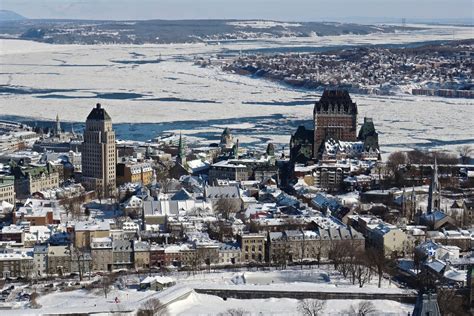 Quebec City And The Saint Lawrence River In Winter