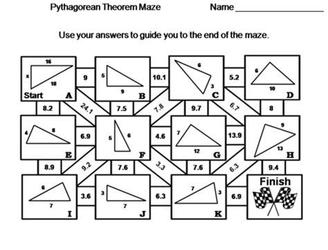 Pythagorean Theorem Activity Math Maze Teaching Resources