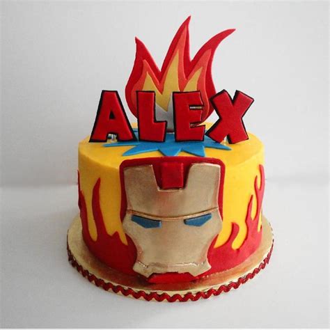 Finally managed to make my brother a birthday cake! Iron Man Avenger Cake - CakeCentral.com