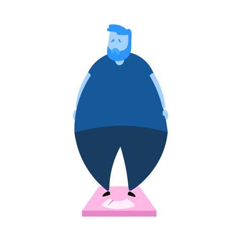 Cartoon Of A Fat Man Standing Weight Scale Illustrations Royalty Free